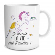 Mug humoristique Licorne, la vie côté paillettes