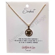 Pendentif message Souhait trèfle à 4 feuilles