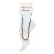 Bracelet de cheville bleu et perles dorées
