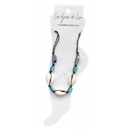 Bracelet de cheville noir coquillages cauris