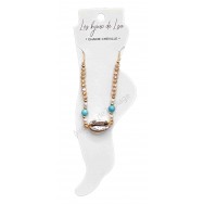 Chaine de cheville coquillage doré et perles