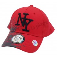 Casquette NY bicolore peinture rouge et grise