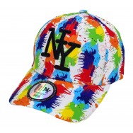 Casquette NY blanche Tâches de peinture Pop Art