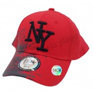 Casquette NY enfant bicolore peinture noire et rouge