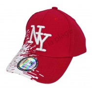 Casquette NY enfant bicolore peinture blanche et rouge