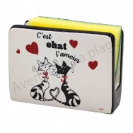 Porte éponge C'est chat l'Amour