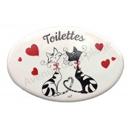 Plaque de porte C'est Chat l'Amour Toilettes