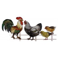 Famille poule en métal à accrocher