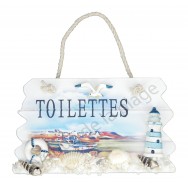 Plaque de porte paysage marin Toilettes