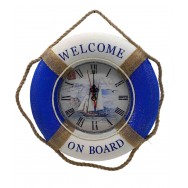 Pendule bouée de sauvetage Welcome on board voilier