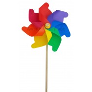 Moulin à vent éolienne multicolore 21 cm