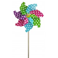 Moulin à vent éolienne multicolore à pois 21 cm