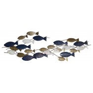 Ban de poissons dorés et bleue à accrocher 126 cm