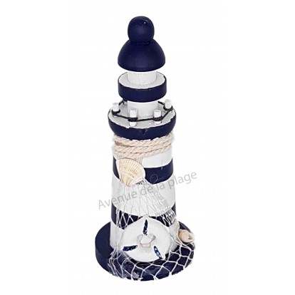 Phare décoratif en bois 13 cm avec bouée, A