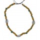 Collier ras de cou 3 coquillages Cauris et perles bois claires