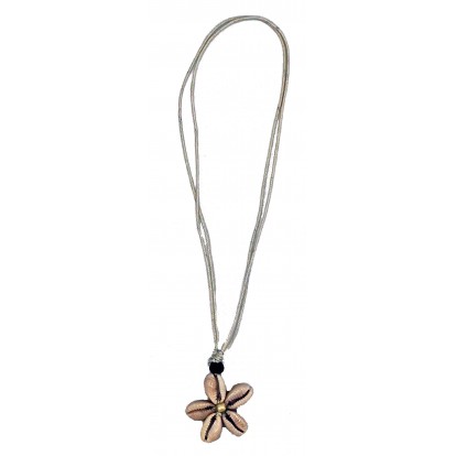 Collier fleur coquillages Cauris blanc
