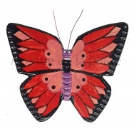 Papillon à suspendre rouge, rose et noir 14 cm