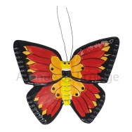 Papillon décoratif rouge, jaune et noir 18 cm