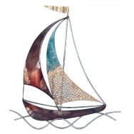 Décoration murale voilier en métal 34 cm