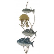 Poissons et méduse dorée à accrocher 72 cm