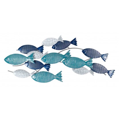 Ban de poissons colorés en métal à accrocher 71 cm