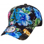 Casquette NY hisbiscus bleus