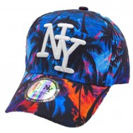 Casquette NY palmiers ciel psychédélique