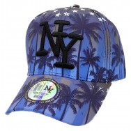 Casquette NY palmiers ciel bleu étoilé