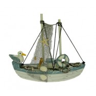 Maquette chalutier + mouette 22 cm