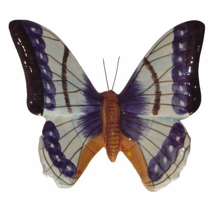 Papillon céramique 23 cm bleu et noir, décoration murale