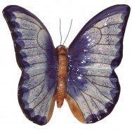 Papillon céramique 23 cm bleu, décoration de jardin