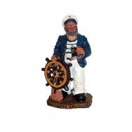 Statuette marin capitaine 11 cm avec barre à roue