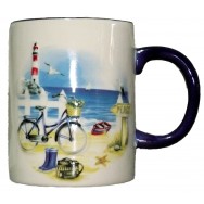 Tasse mug en relief décor marin : la plage