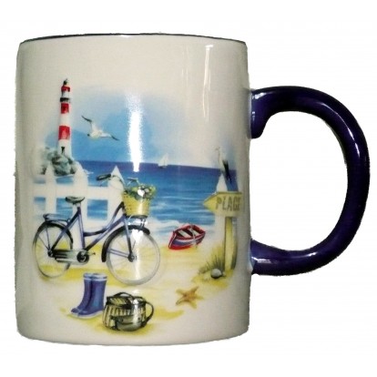 Tasse mug en relief décor marin : la plage