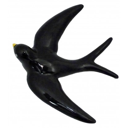 Hirondelle noire en céramique 19 cm x 17 cm