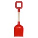 Pelle de plage en plastique 36 cm manche bois rouge.