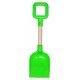Pelle de plage en plastique 36 cm manche bois verte.