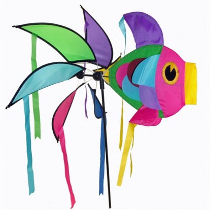 Moulin à vent girouette poisson multicolore