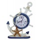 Horloge en bois ancre et roue avec étoile de mer - Déco bord de mer.