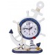 Horloge en bois ancre de bateau et barre à roue - voilier.