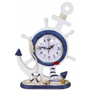 Horloge en bois ancre et roue - Déco bord de mer