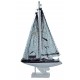 Voilier en bois cérusé 38 cm, déco thème bord de mer.