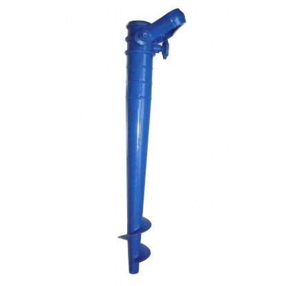 Support vis pour parasol bleue, accessoire de plage.