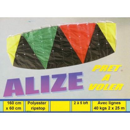 Cerf-volant voile à caisson Alizé 160 cm, toile de spy et sans armatures. Idéal débutant, prêt à voler.