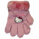 Gants Hello Kitty fausse fourrure rose.