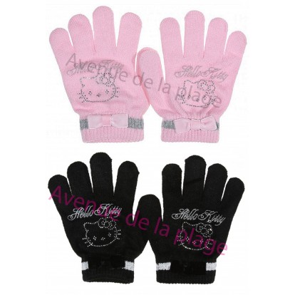 Gants Hello Kitty noeud papillon et strass
