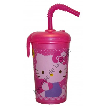 Verre avec paille Hello Kitty avec prénom.