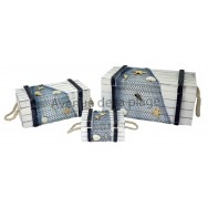 Set de 3 coffrets en bois style marin