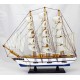 Maquette voilier 3 mâts 50 cm coque blanche et bleue, modèle A.