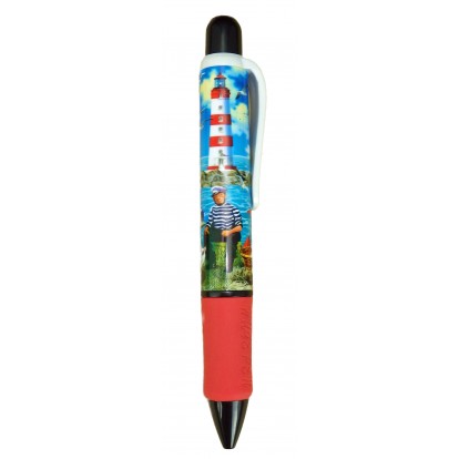 Stylo à bille géant paysage marin, rouge.